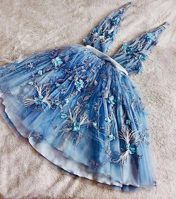 Lace Homecoming Dress V neckline Short Homecoming Gown HZ1023